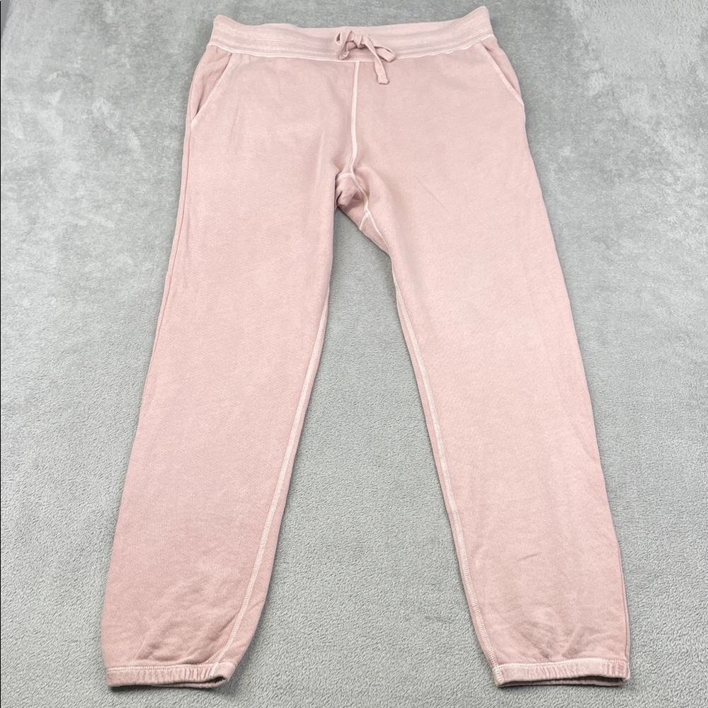 NEW Unsubscribed L 100% Cotton Heathered Rose Pink Fleece Terry‎ Jogger Pants